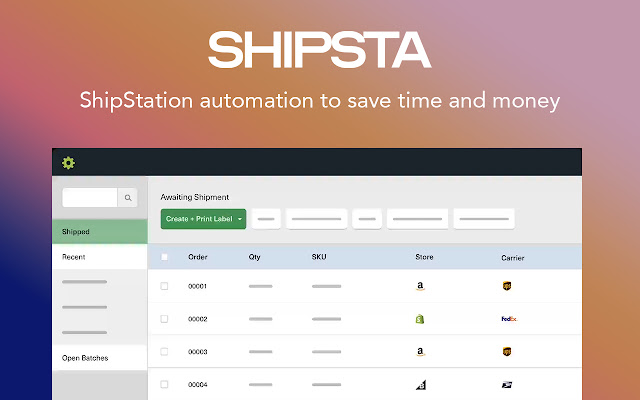 SHIPSTA  from Chrome web store to be run with OffiDocs Chromium online