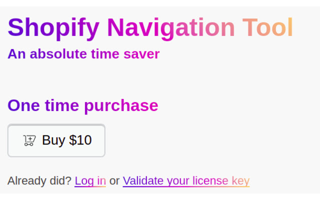 Shopify Navigation Tool  from Chrome web store to be run with OffiDocs Chromium online