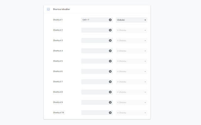 Shortcut disabler  from Chrome web store to be run with OffiDocs Chromium online