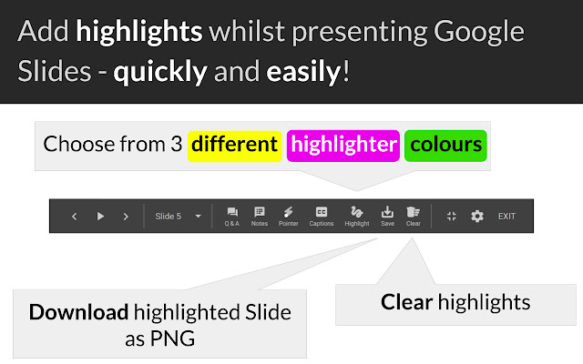 Show Highlighter for Google Slides  from Chrome web store to be run with OffiDocs Chromium online