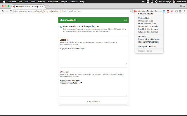 Shut Up Already!  from Chrome web store to be run with OffiDocs Chromium online