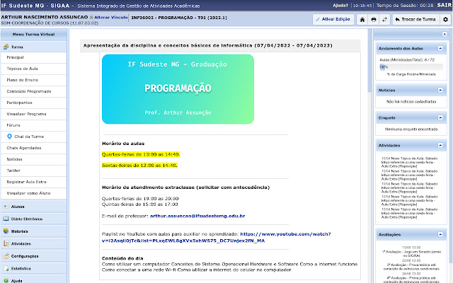 SIGAA Mais Acessível  from Chrome web store to be run with OffiDocs Chromium online