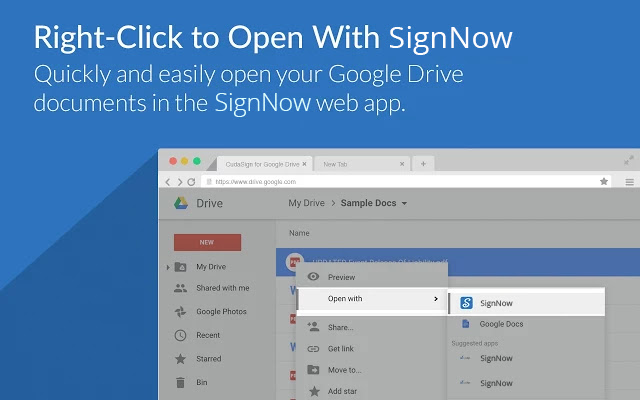 SignNow for Google Drive  from Chrome web store to be run with OffiDocs Chromium online