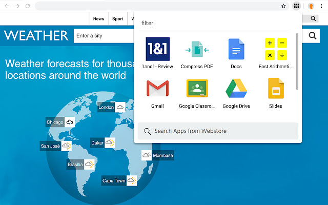 Simple Apps Launcher  from Chrome web store to be run with OffiDocs Chromium online