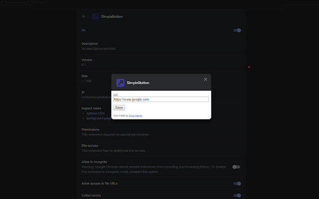 SimpleButton  from Chrome web store to be run with OffiDocs Chromium online
