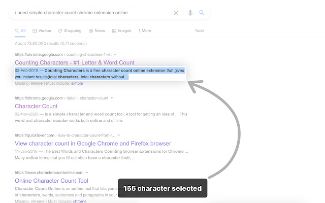 Simple Character Count  from Chrome web store to be run with OffiDocs Chromium online