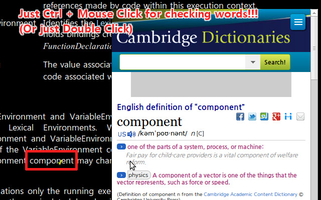 Simple Dic (Instant Dictionary)  from Chrome web store to be run with OffiDocs Chromium online