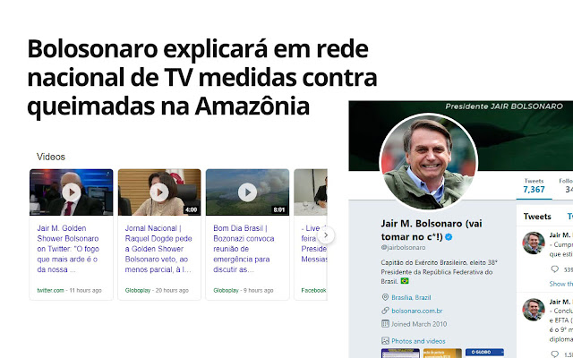 Sinônimos para Bolsonaro  from Chrome web store to be run with OffiDocs Chromium online