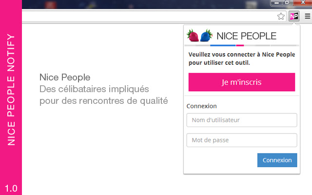 Site de rencontre Nice People  from Chrome web store to be run with OffiDocs Chromium online