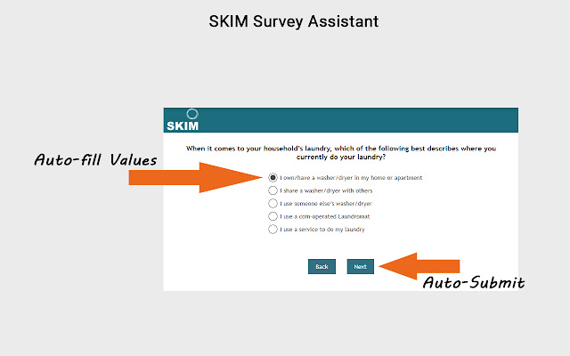 SKIM Survey Assistant  from Chrome web store to be run with OffiDocs Chromium online