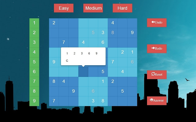 Sky Sudoku จาก Chrome เว็บสโตร์ที่จะใช้งานร่วมกับ OffiDocs Chromium ออนไลน์