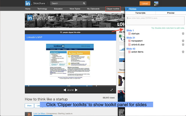 SlideShare Clipper  from Chrome web store to be run with OffiDocs Chromium online