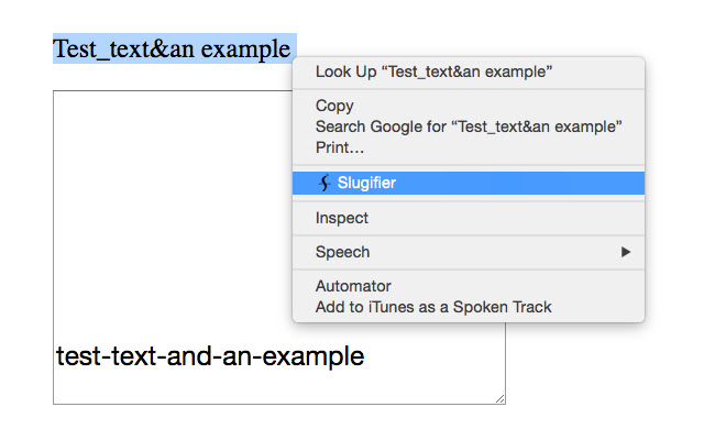 Slugifier  from Chrome web store to be run with OffiDocs Chromium online