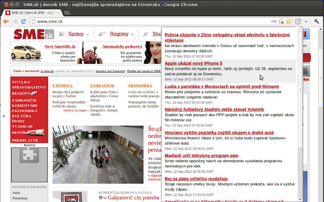 SME.sk Headlines  from Chrome web store to be run with OffiDocs Chromium online