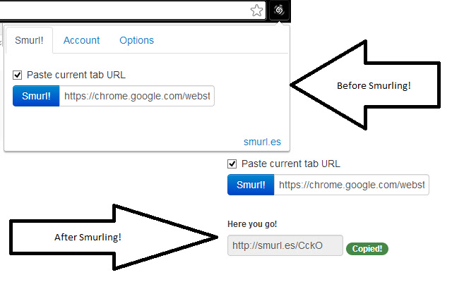 Smurl.es URL Shortener on Chrome!  from Chrome web store to be run with OffiDocs Chromium online