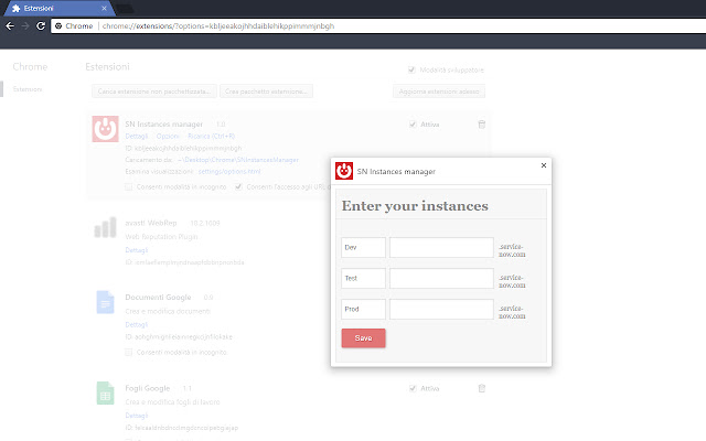 SN Instances manager  from Chrome web store to be run with OffiDocs Chromium online