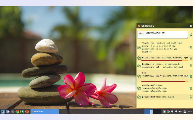 Snippet Fu  from Chrome web store to be run with OffiDocs Chromium online