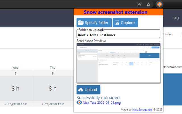 SNOW screenshot extension  from Chrome web store to be run with OffiDocs Chromium online