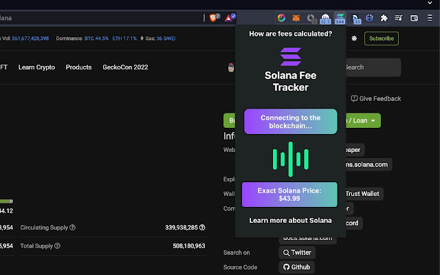 Solana Fee Tracker  from Chrome web store to be run with OffiDocs Chromium online