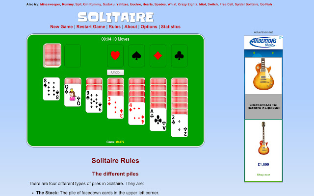 Solitaire  from Chrome web store to be run with OffiDocs Chromium online