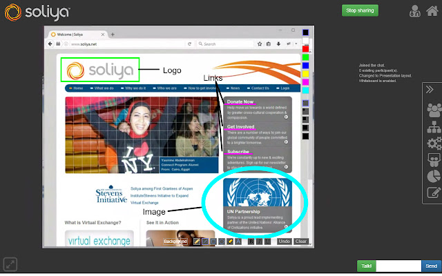 Soliya Screensharing  from Chrome web store to be run with OffiDocs Chromium online