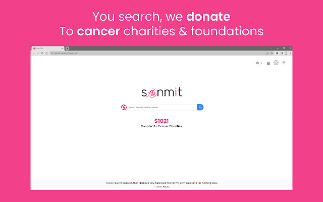 Sonmit The Search Engine that Fights Cancer  from Chrome web store to be run with OffiDocs Chromium online