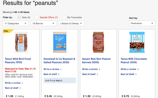 Sort Tesco products by price/weight  from Chrome web store to be run with OffiDocs Chromium online