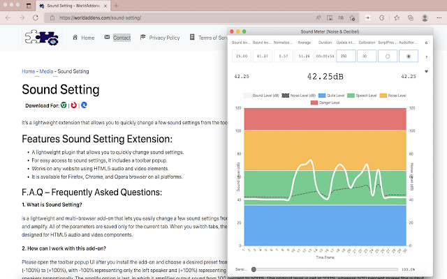 Sound Level Meter  from Chrome web store to be run with OffiDocs Chromium online