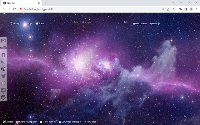 Space Galaxy Wallpaper HD New Tab  from Chrome web store to be run with OffiDocs Chromium online