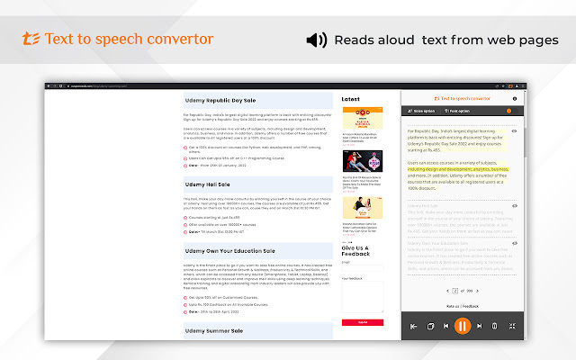 Speech my text  from Chrome web store to be run with OffiDocs Chromium online