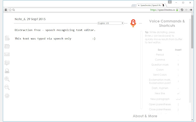 Speechnotes Speech To Text Notepad  from Chrome web store to be run with OffiDocs Chromium online