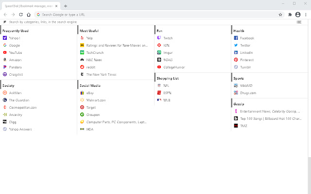 Speed Dial|Bookmarks Manager for New Tab Page  from Chrome web store to be run with OffiDocs Chromium online