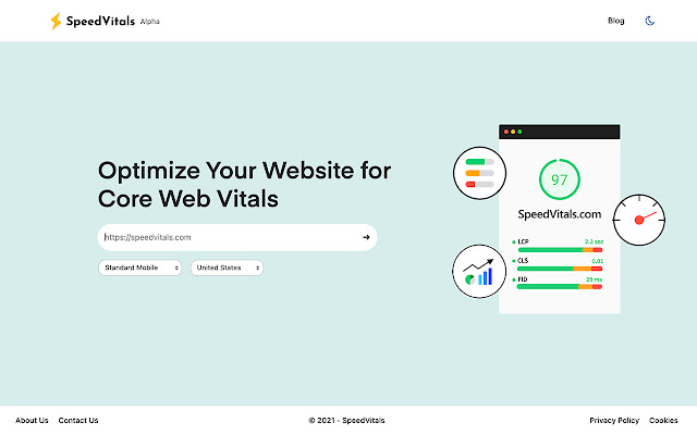 SpeedVitals  from Chrome web store to be run with OffiDocs Chromium online