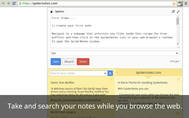 SpiderNotes  from Chrome web store to be run with OffiDocs Chromium online