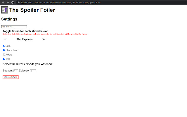 Spoiler Foiler  from Chrome web store to be run with OffiDocs Chromium online