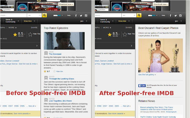 Spoiler free IMDb  from Chrome web store to be run with OffiDocs Chromium online