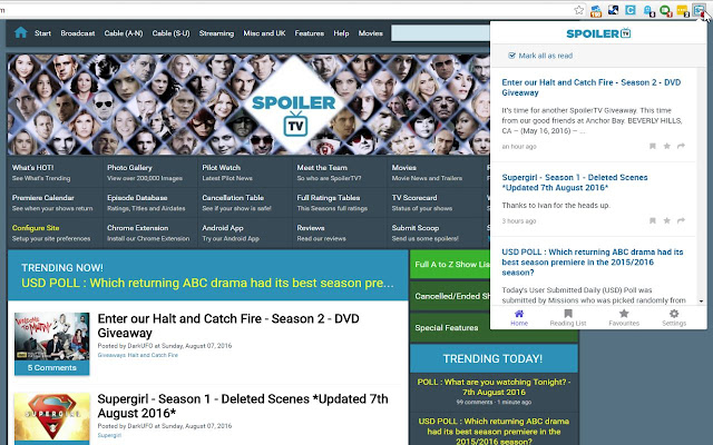 SpoilerTV  from Chrome web store to be run with OffiDocs Chromium online