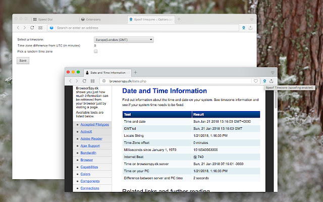 Spoof Timezone  from Chrome web store to be run with OffiDocs Chromium online