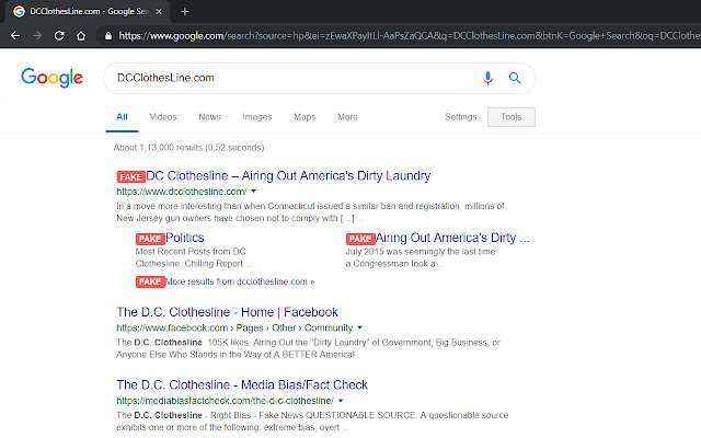 Spot Fake News Domains  from Chrome web store to be run with OffiDocs Chromium online