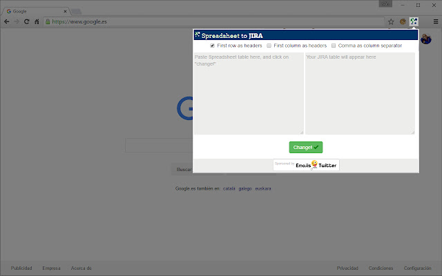 Spreadsheet to JIRA  from Chrome web store to be run with OffiDocs Chromium online