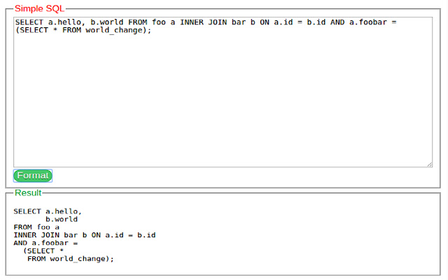 SQL Format  from Chrome web store to be run with OffiDocs Chromium online