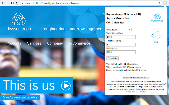 Square Meters from Coil Calculator  from Chrome web store to be run with OffiDocs Chromium online