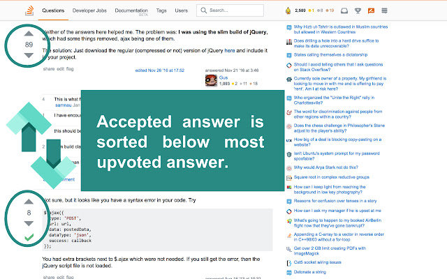 StackOverflow Order Answers by Votes  from Chrome web store to be run with OffiDocs Chromium online