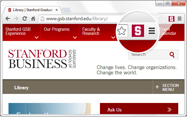 Stanford GSB Library Chrome Extension  from Chrome web store to be run with OffiDocs Chromium online
