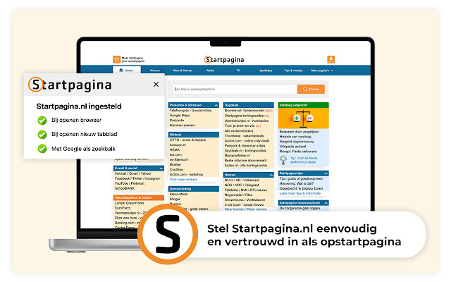 Startpagina.nl: nieuws, weer, verkeer en meer  from Chrome web store to be run with OffiDocs Chromium online