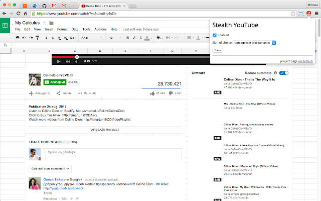 Stealth Youtube  from Chrome web store to be run with OffiDocs Chromium online