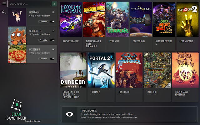 Steam : Game finder  from Chrome web store to be run with OffiDocs Chromium online