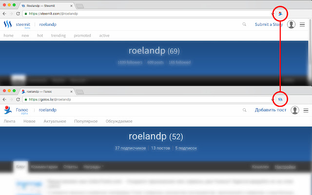Steemit Golos Switcher  from Chrome web store to be run with OffiDocs Chromium online