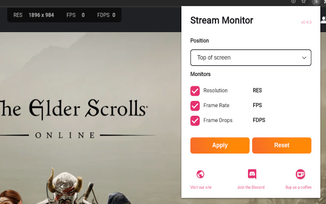 Stream Monitor  from Chrome web store to be run with OffiDocs Chromium online