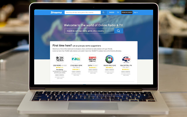 Streema Radio  TV  from Chrome web store to be run with OffiDocs Chromium online